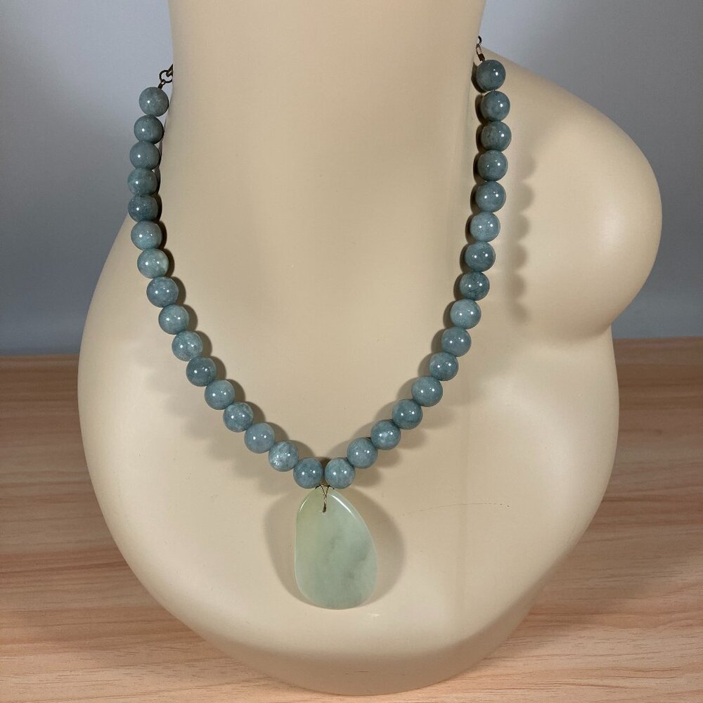 Handcrafted Burmese Colored Jade Necklace with Pendant (18" Long).